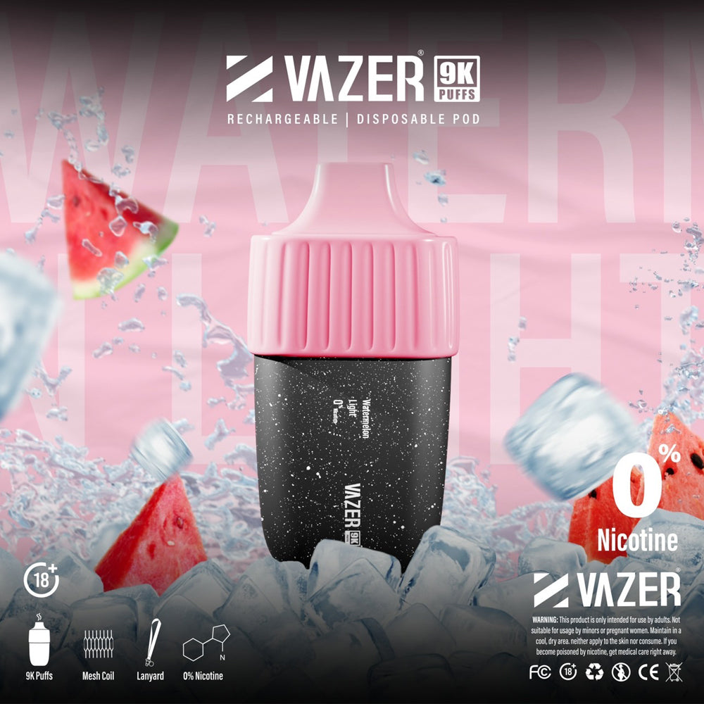 พอตใช้แล้วทิ้ง พอตใช้แล้วทิ้ง VAZER - 9000 คำ - Watermelon Light 0% – Thai Vape Shop
